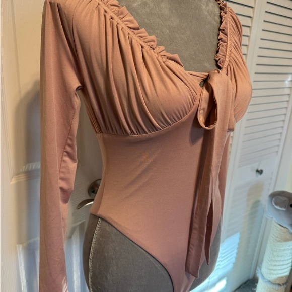 Fashion Nova Pale Pink Long Sleeve Ruffle Bodysuit - Picture 5 of 7